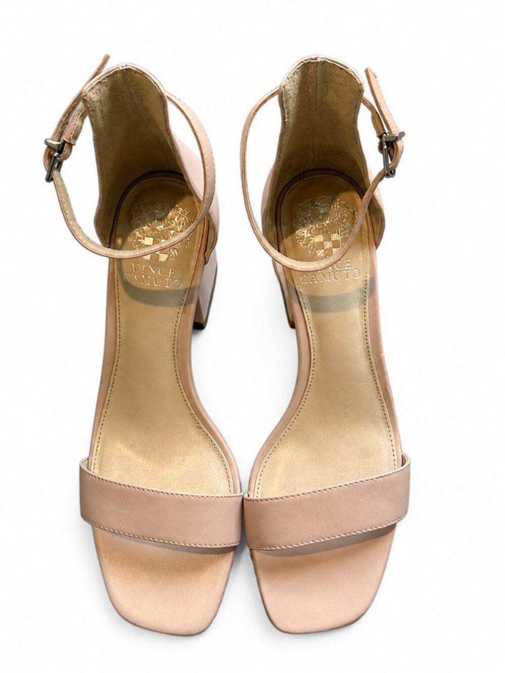 Vince Camuto Blush Pink Ankle Strap Block Heel Sandals Size 8
